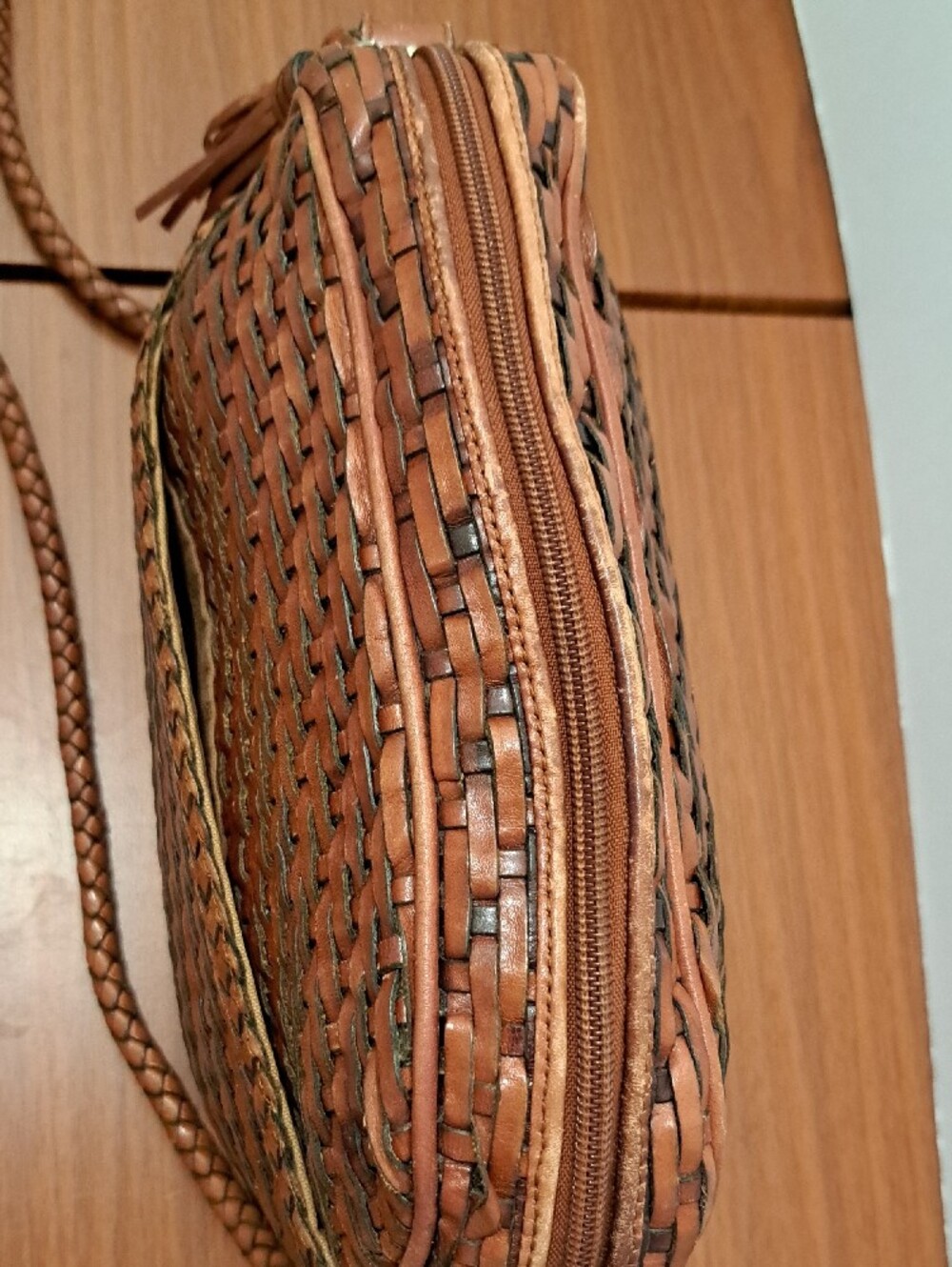 Talbots Woven Brown Leather Crossbody Bag - Women - Picture 6 of 16